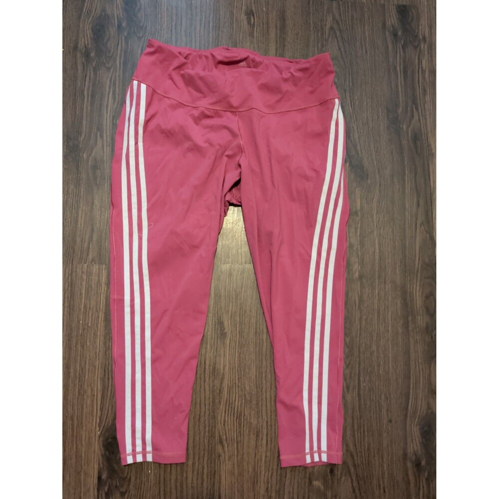 Adidas Athletic Leggings Women's Size 3x Pink White Stripe